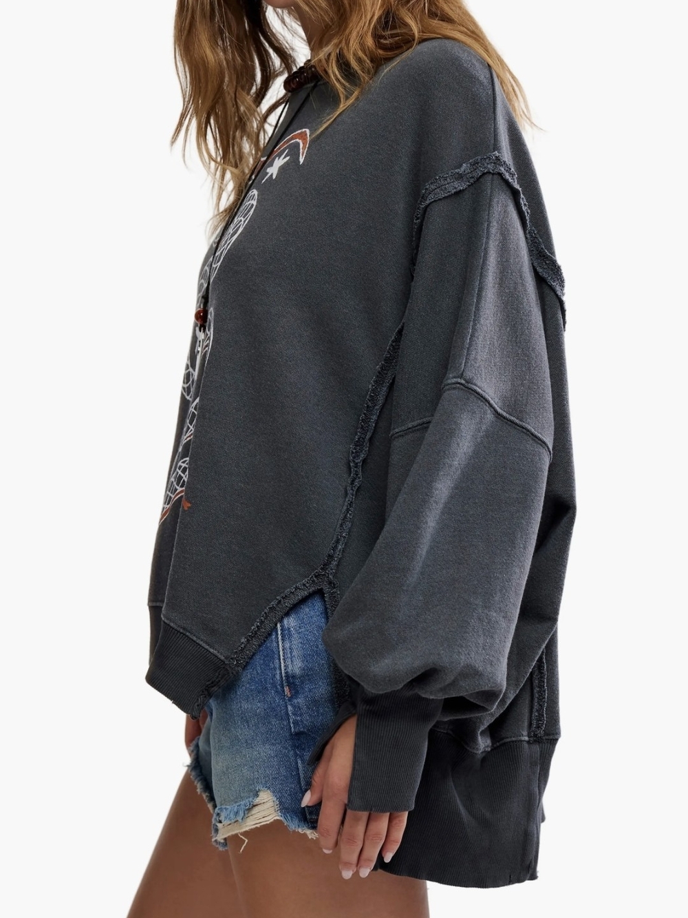 Free People Graphic Camden Pullover Sweatshirt In Snake Combo - Picture 3 of 12